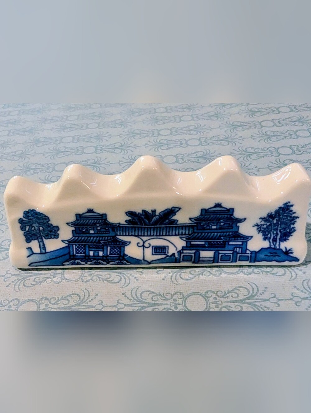 Blue and White Ceramic Decorative Tray - Classic Oriental Motif